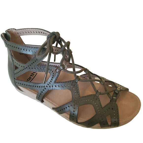 Earth Linden Lehi Green Strappy Sandals, Woman's Leather Sandals - Picture 1 of 6